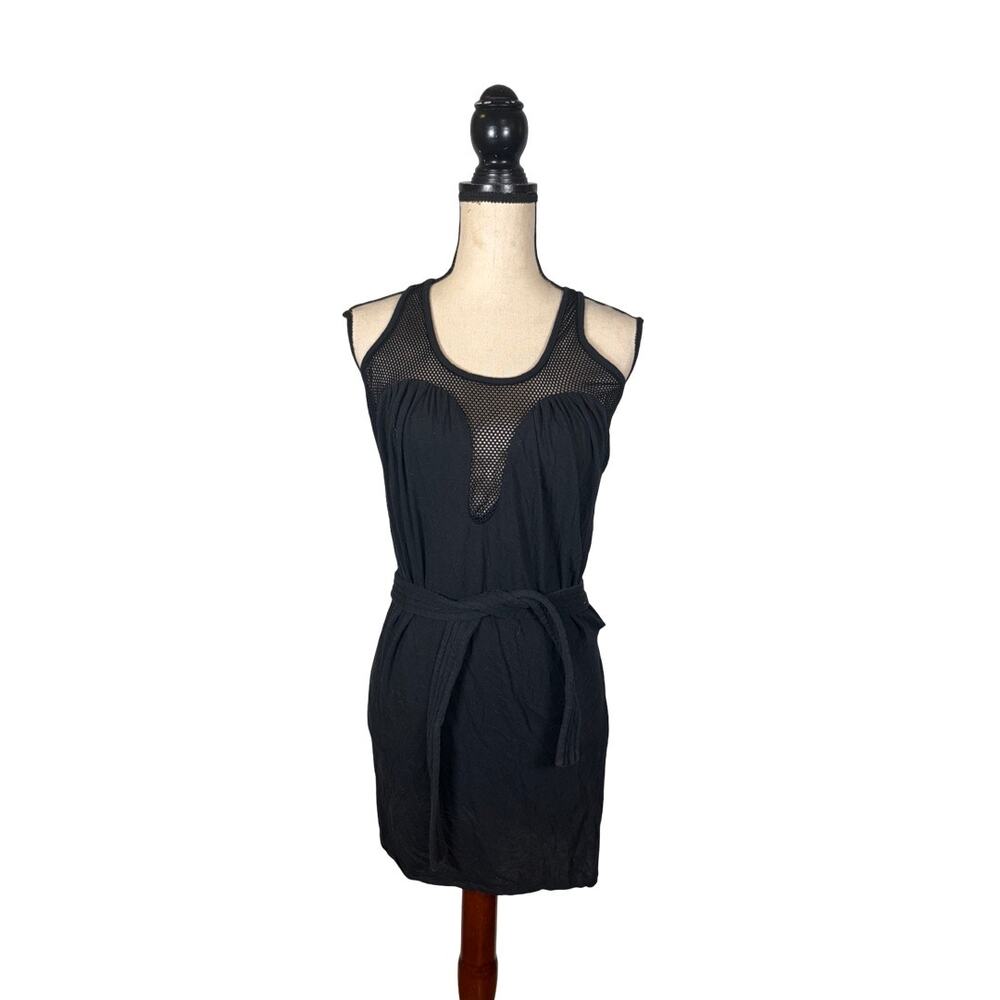 Preen by Thornton Bregazzi Black Mesh Tie Waist Mini Dress Size: XS